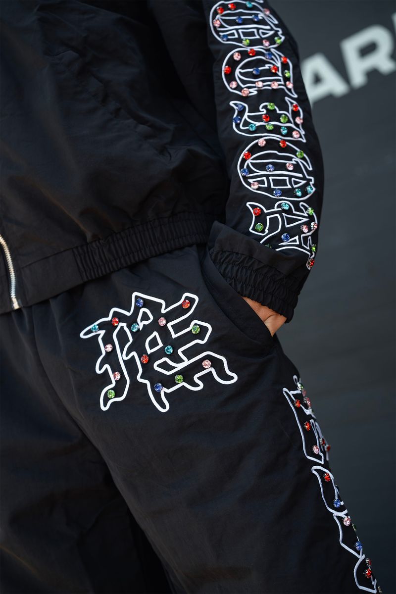 Mix Emotion Rhinestone Nylon Pants