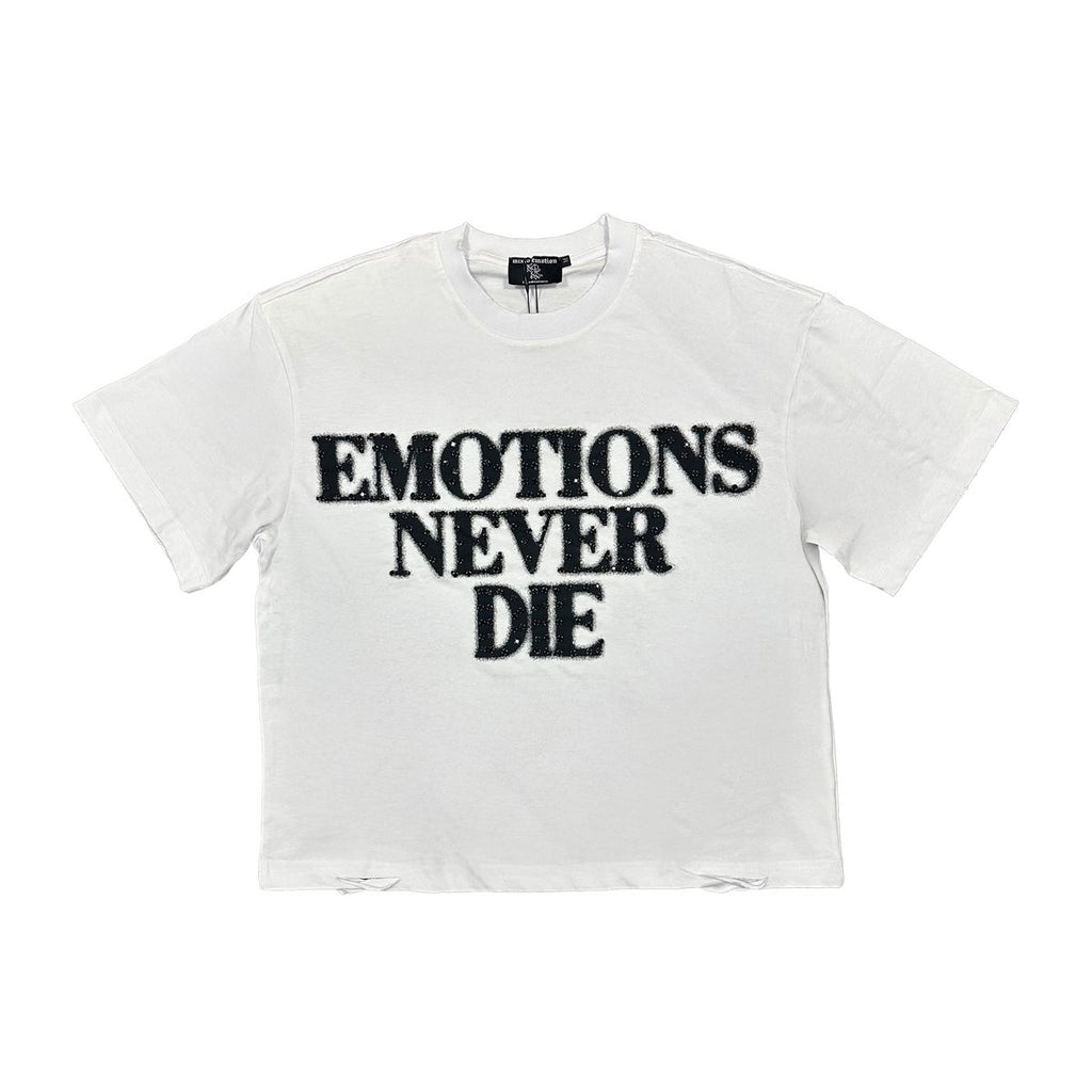 Mix Emotion White ‘End’ Rhinestone Tee
