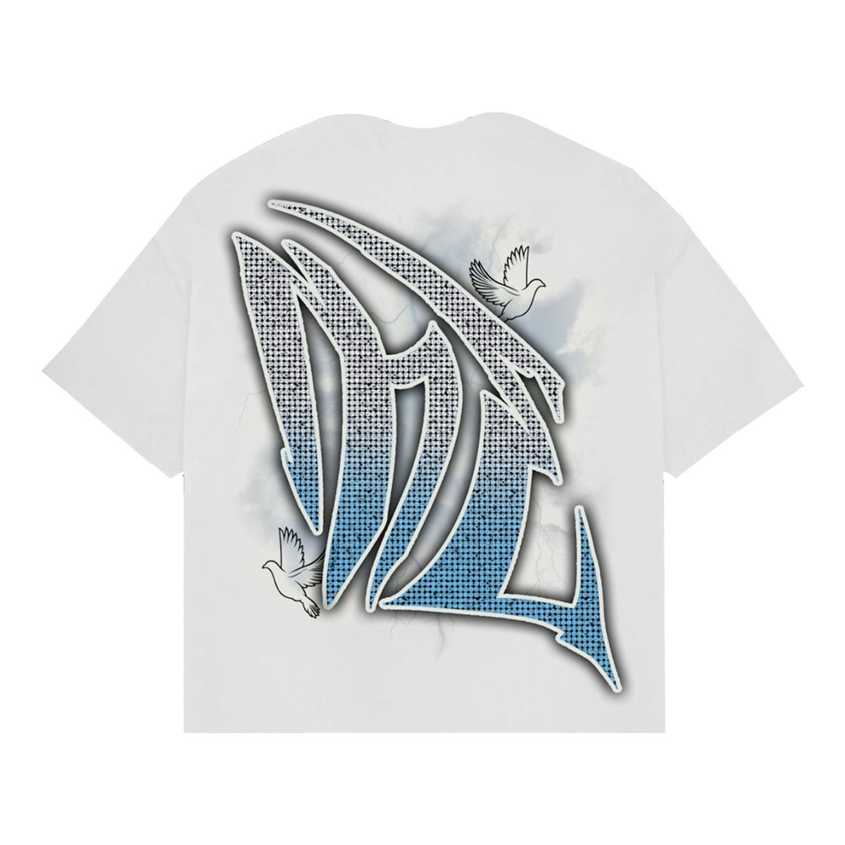 Mix Emotion White ‘Dove’ Rhinestone Tee