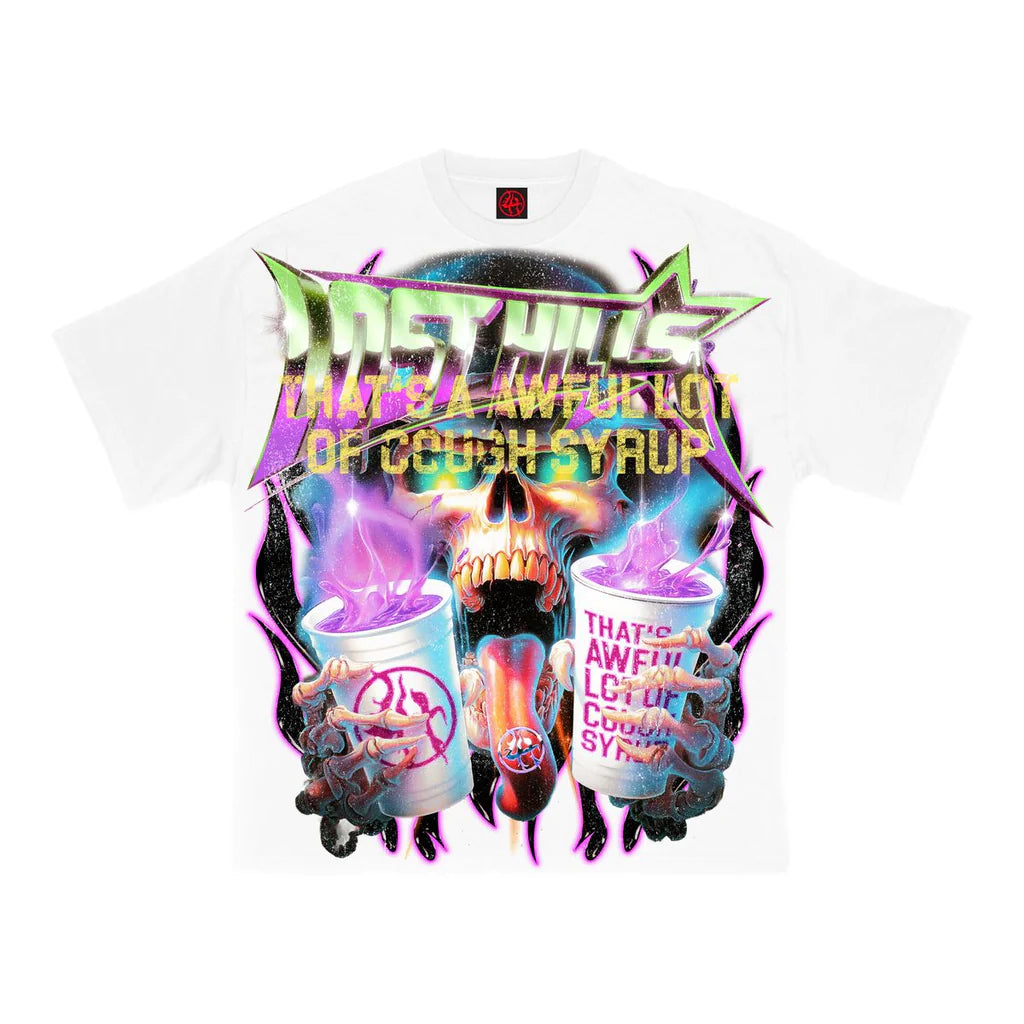 Lost In The Hills x Awful Lot Of Cough Syrup 'Skull Syrup' Tee (White)