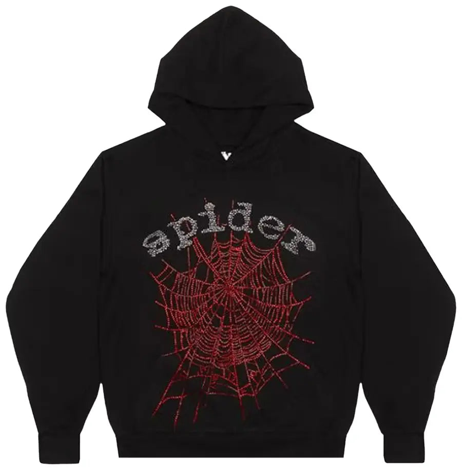 Sp5der OG Rhinestone Hoodie 'Black'