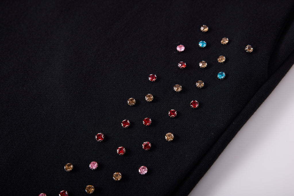 AZVA Crystal Cactus Sweats - Black