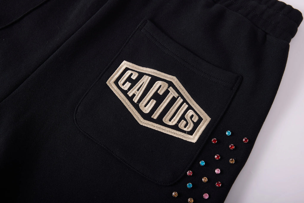 AZVA Crystal Cactus Sweats - Black