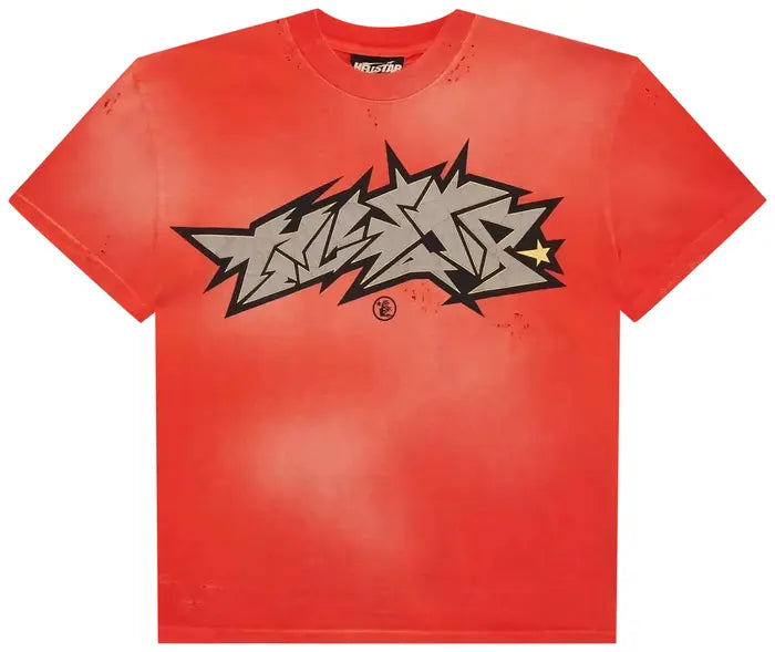 Hellstar 'Cracked Logo Print' Tee (Red)