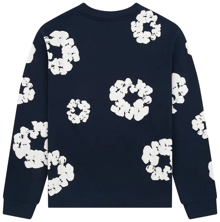 Denim Tears Long Sleeve Cotton Wreath T Shirt Navy