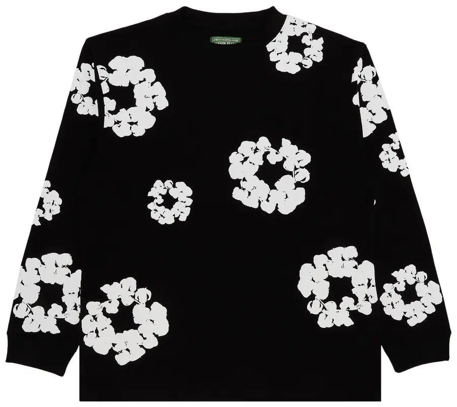 Denim Tears Long Sleeve Cotton Wreath T Shirt Black