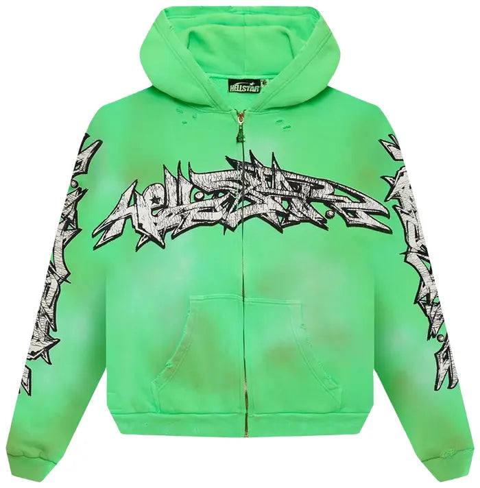 Hellstar 'Graffiti' Zip-Up Hoodie (Green)