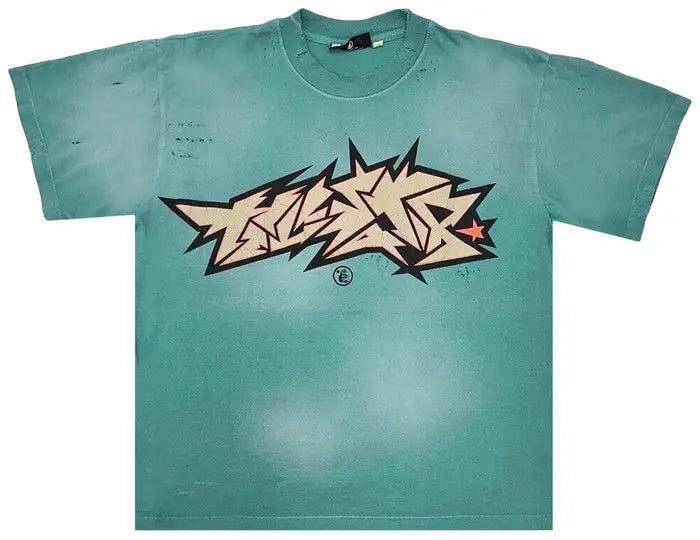 Hellstar 'Cracked Logo Print' Tee (Washed Teal)