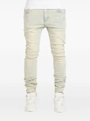 GUAPI 'Light Stone' Embroidered Logo Jeans