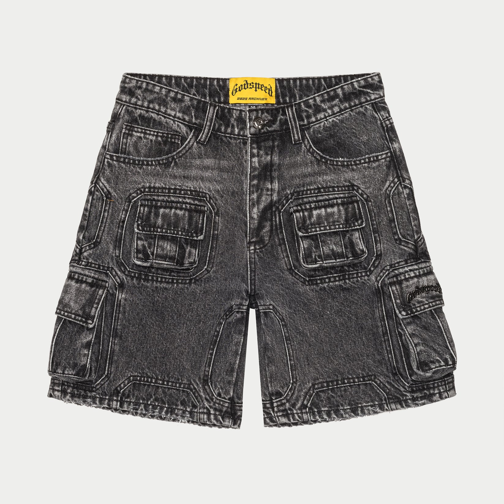 Godspeed Octagon Cargon Denim Shorts (Grey)
