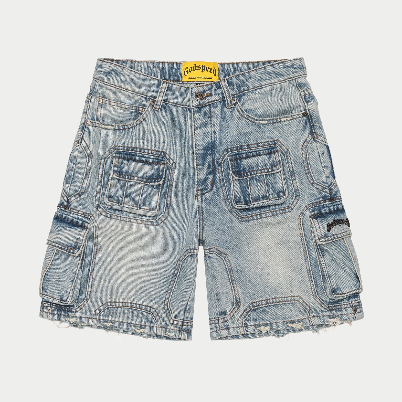 Godspeed Octagon Cargon Denim Shorts (Blue)