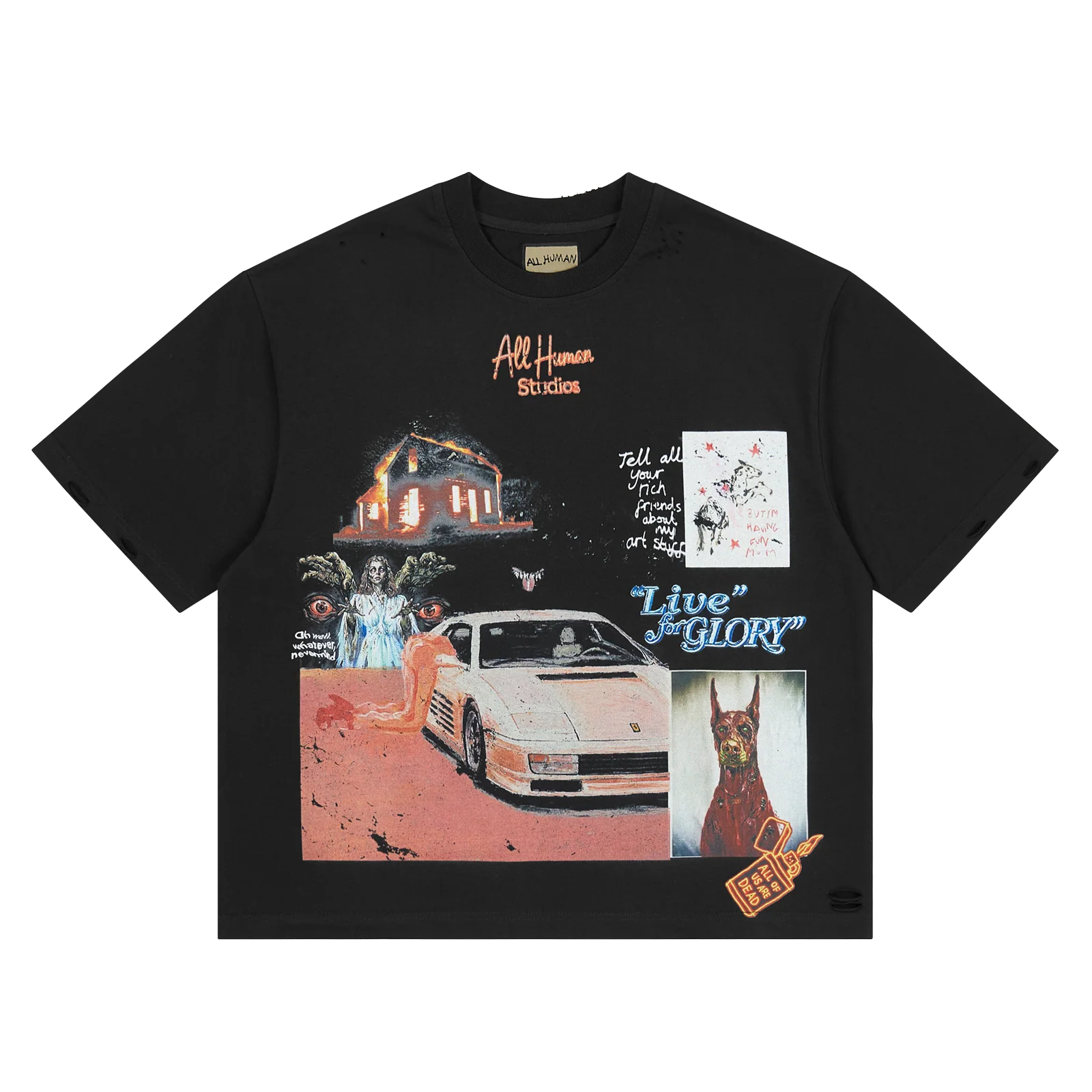 All Human Studios 'White Ferrari V2' T-Shirt (Black)