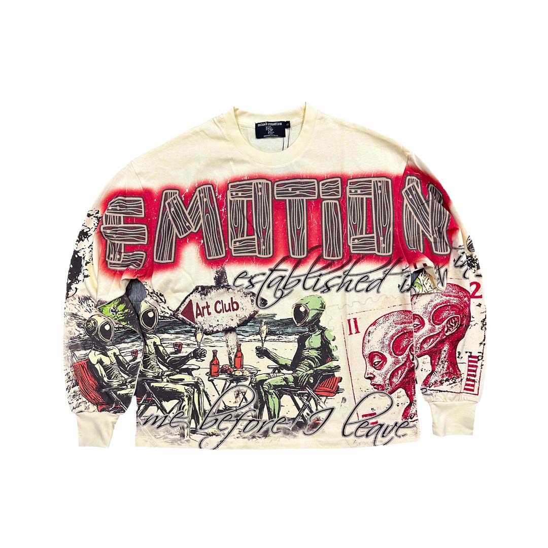 Mixed Emotion 'Art Club' Long Sleeve Shirt (Cream)