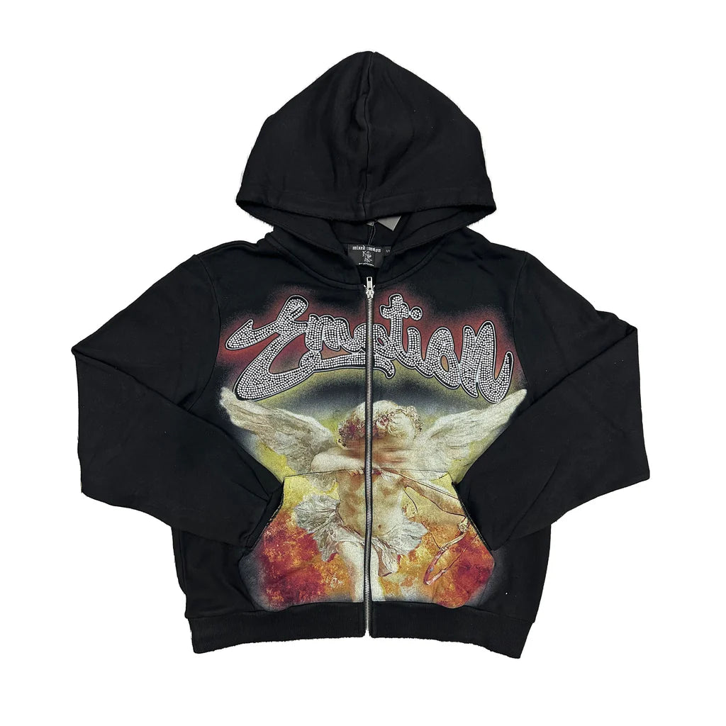 Mixed Emotion Black Cupid Zip Up