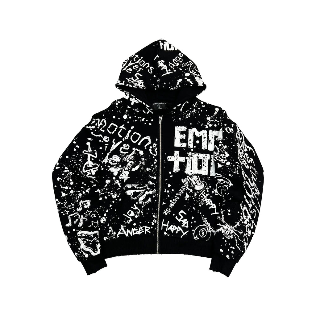 Mixed Emotion Black “Graffiti” Zip Up