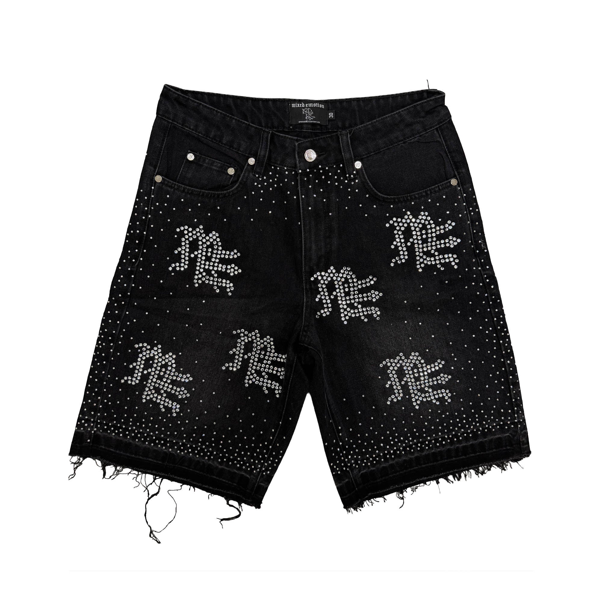 Mixed Emotion Black Rhinestone Denim Shorts