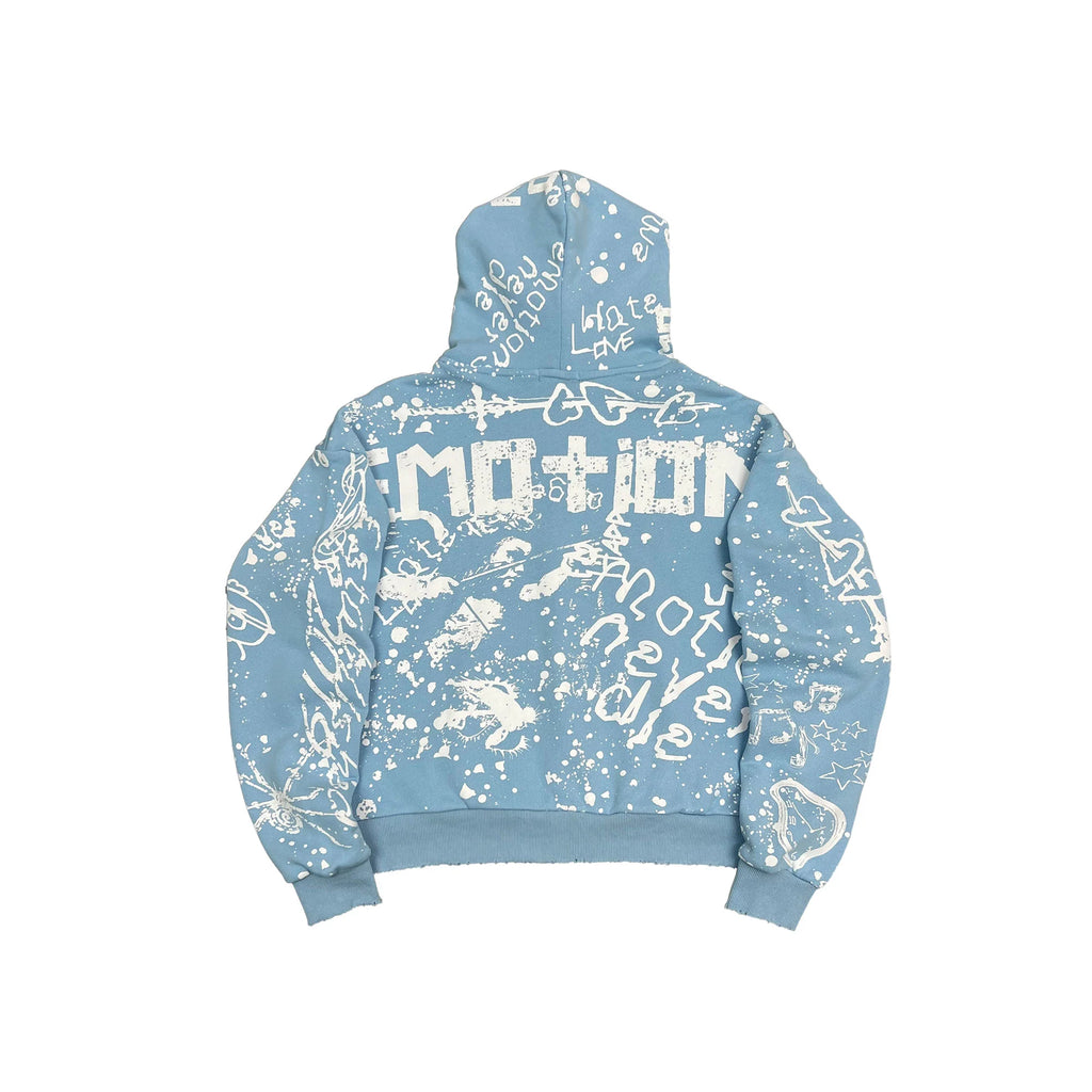 Mixed Emotion Blue “Graffiti” Zip Up