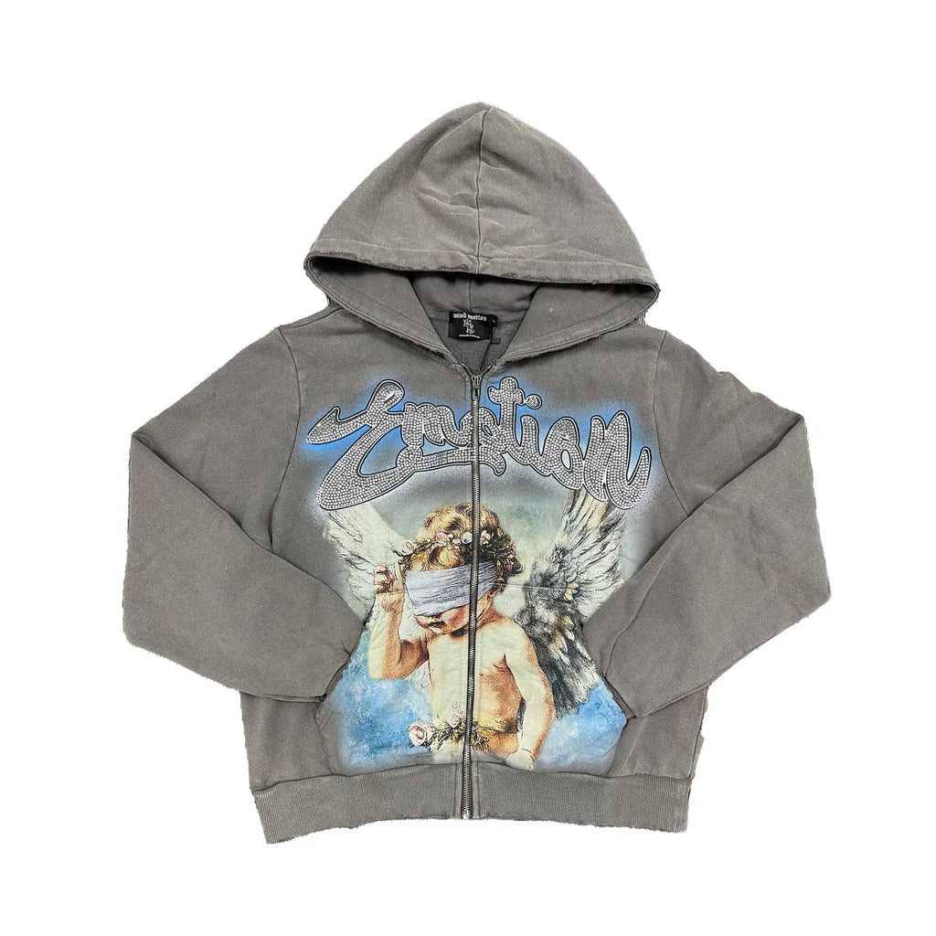 Mixed Emotion Grey Cupid Zip Up