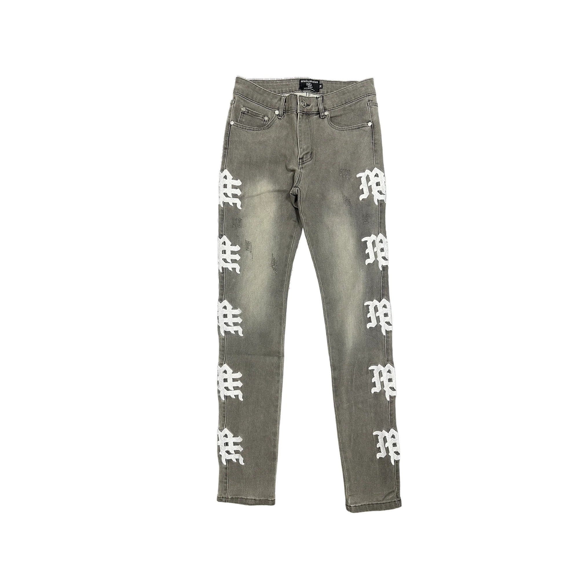 Mixed Emotion ‘Ash’ Grey Monogram Denim