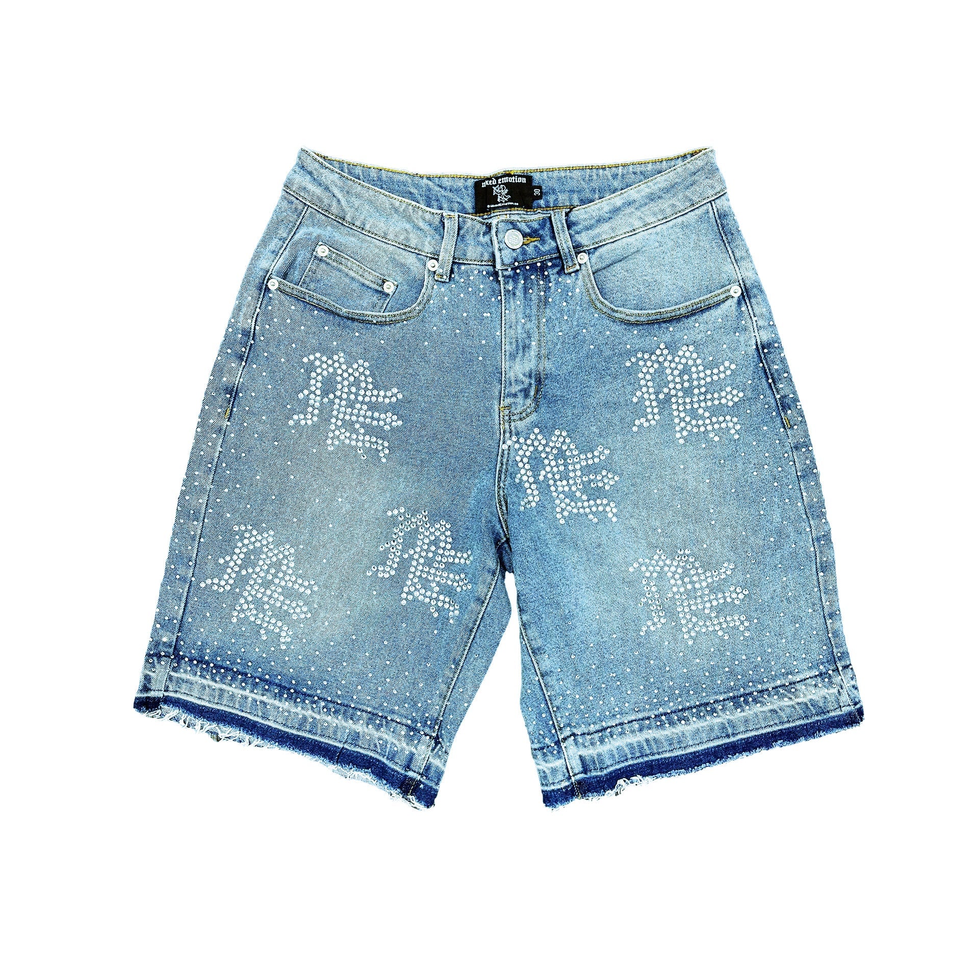 Mixed Emotion Blue Rhinestone Denim Shorts