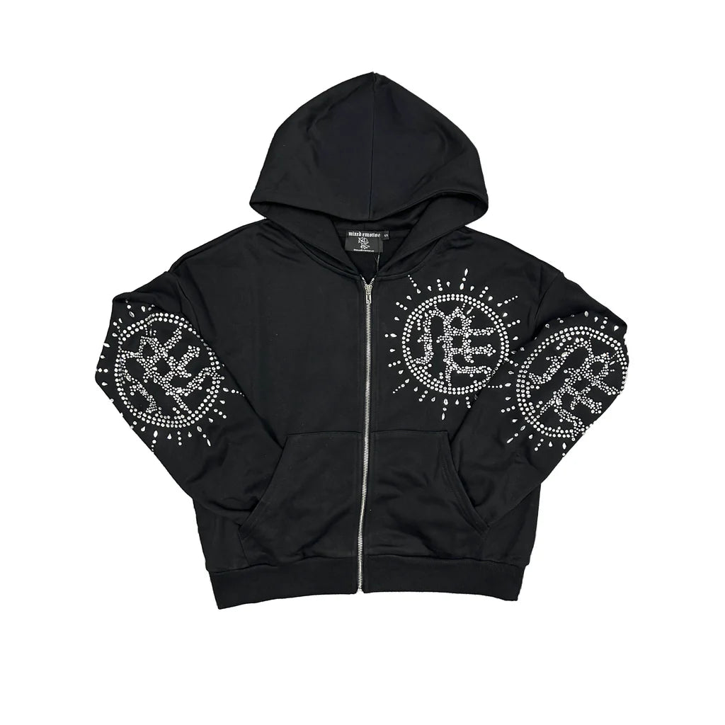 Mixed Emotion Eclipse’ Black Rhinestone Hoodie