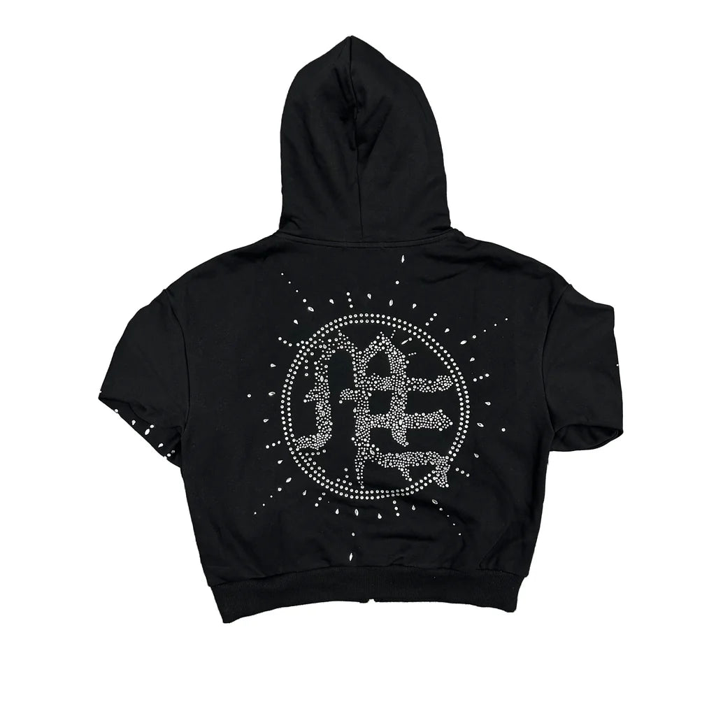 Mixed Emotion Eclipse’ Black Rhinestone Hoodie
