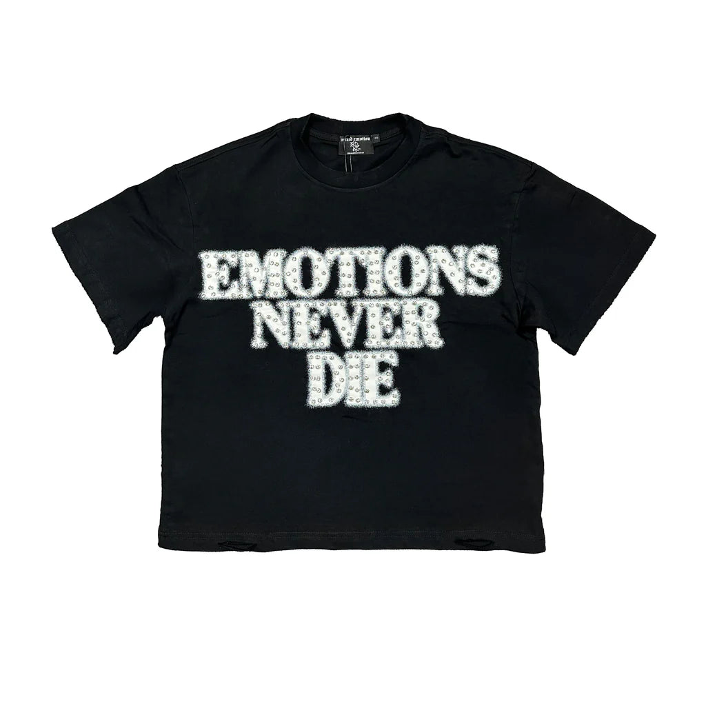 Mixed Emotion Black ‘End’ Rhinestone Tee