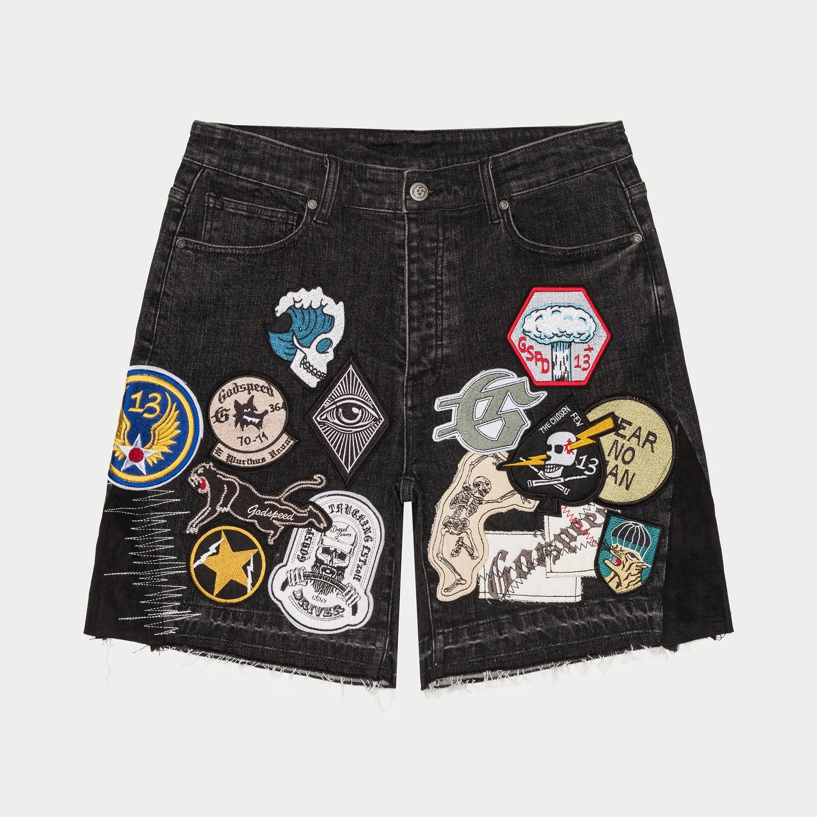 Godspeed Denim Black Patch Jeans Shorts