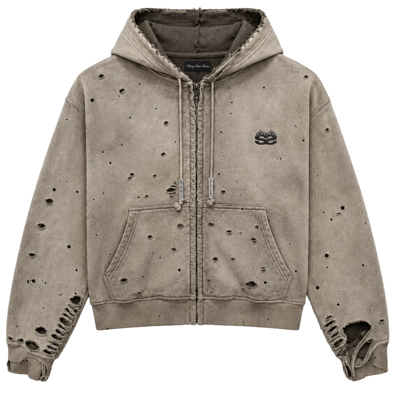 77 Studios 'Charm Distressed' Zip-Up