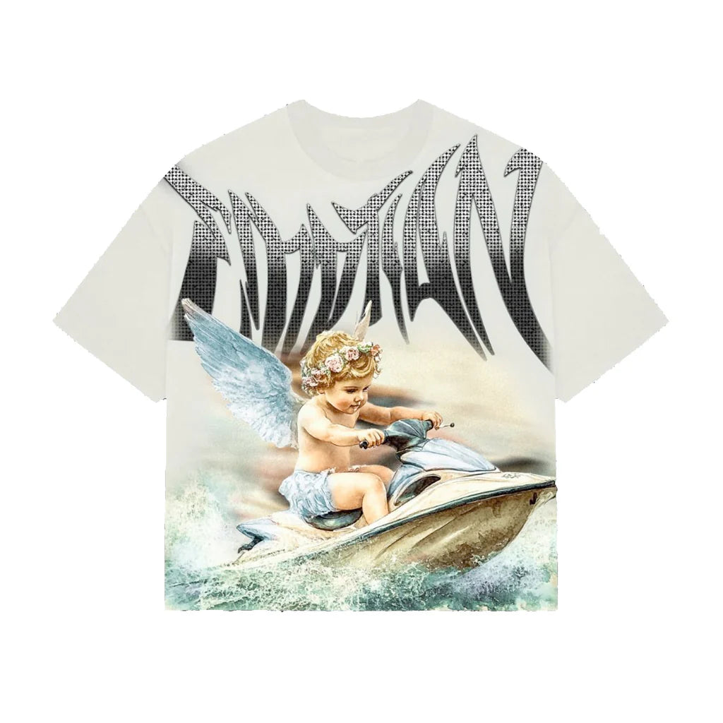 Mixed Emotion Cream ‘Jetski’ Rhinestone Tee
