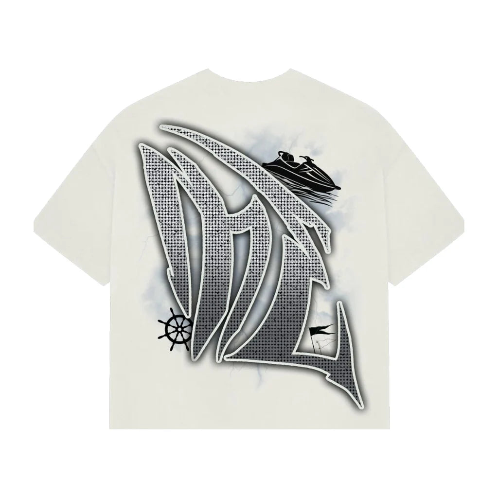 Mixed Emotion Cream ‘Jetski’ Rhinestone Tee