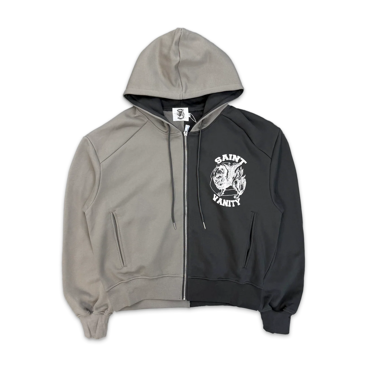 Saint Vanity 'What The Saint' Zip-Up Hoodie (Grey/Black)
